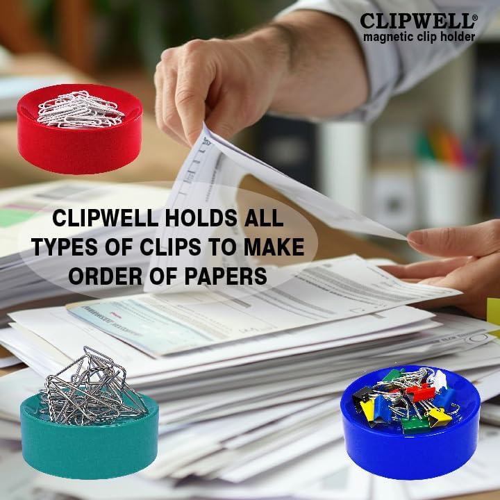 Clipwell Magnetic Paper Clip Holder - Easy Toss & Pick-Up - Holds Various Metal Parts - Powerful Sweep-Up Magnet - Ideal Locker Accessory & Home & Office Organizer - Yellow