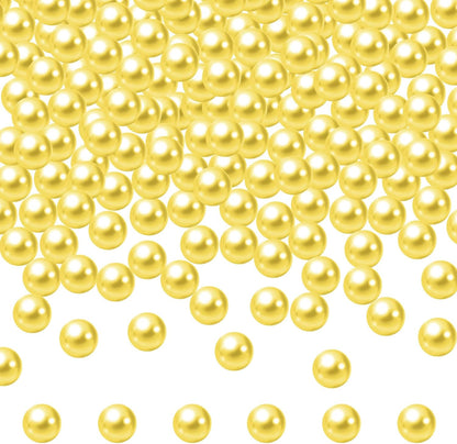 1100PCS Lemon Yellow Pearls Beads for Centerpieces Vases, 8mm Makeup No Hole Beads to Hold Lipstick Eyeliner, Vase Filler Pearl for Table Wedding Party Decor