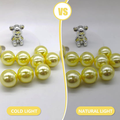 1100PCS Lemon Yellow Pearls Beads for Centerpieces Vases, 8mm Makeup No Hole Beads to Hold Lipstick Eyeliner, Vase Filler Pearl for Table Wedding Party Decor