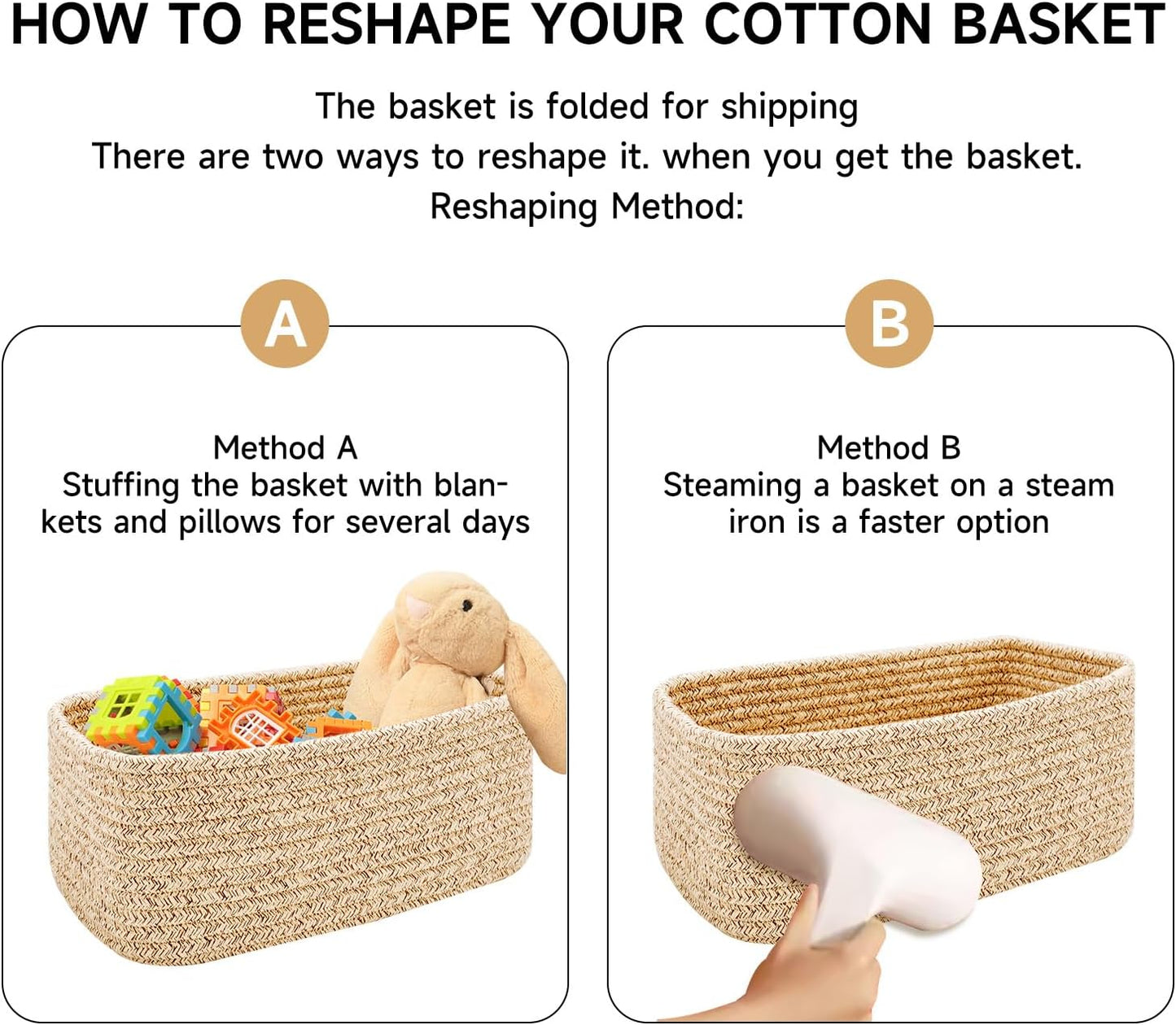 MiniArk Small Storage Baskets for Organizing | Closet Organizer Bins | Shelf Toy Basket | Woven Rope Baskets | Cube Decorative Box | Shallow Basket | 11.5x7.5x4.7” | 3 Packs Yellow