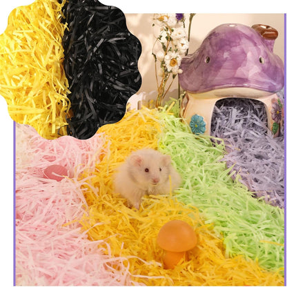 MANON ROSA Small Animal Bedding Colorful Hamster Nesting Paper Material Cozy Safe for Bird Guinea Pig Chinchilla Mice Gerbils Rat Pets (Yellow Black)