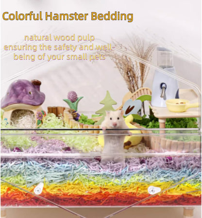 MANON ROSA Small Animal Bedding Colorful Hamster Nesting Paper Material Cozy Safe for Bird Guinea Pig Chinchilla Mice Gerbils Rat Pets (Yellow Black)