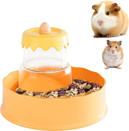 Hamster Food Bowl - Automatic Guinea Pig Feeder No Spill Storage Small Pet Food Dispenser for Gerbil, Rat, Chinchilla, Ferret, Hedgehog