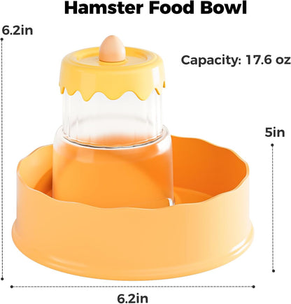Hamster Food Bowl - Automatic Guinea Pig Feeder No Spill Storage Small Pet Food Dispenser for Gerbil, Rat, Chinchilla, Ferret, Hedgehog