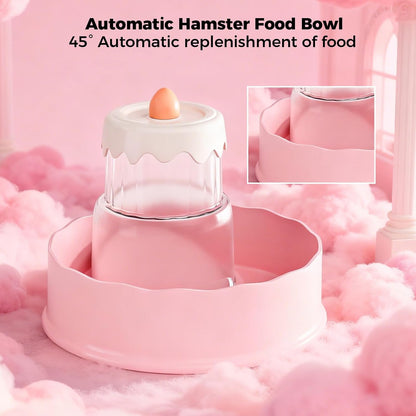 Hamster Food Bowl - Automatic Guinea Pig Feeder No Spill Storage Small Pet Food Dispenser for Gerbil, Rat, Chinchilla, Ferret, Hedgehog