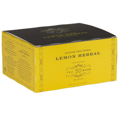 Harney & Sons Lemon Herbal Tea Bags, 50 Count | Caffeine-free herbal tea with lemongrass, lemon peel and natural lemon flavor.
