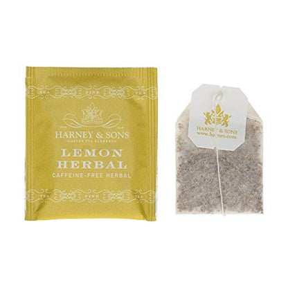 Harney & Sons Lemon Herbal Tea Bags, 50 Count | Caffeine-free herbal tea with lemongrass, lemon peel and natural lemon flavor.