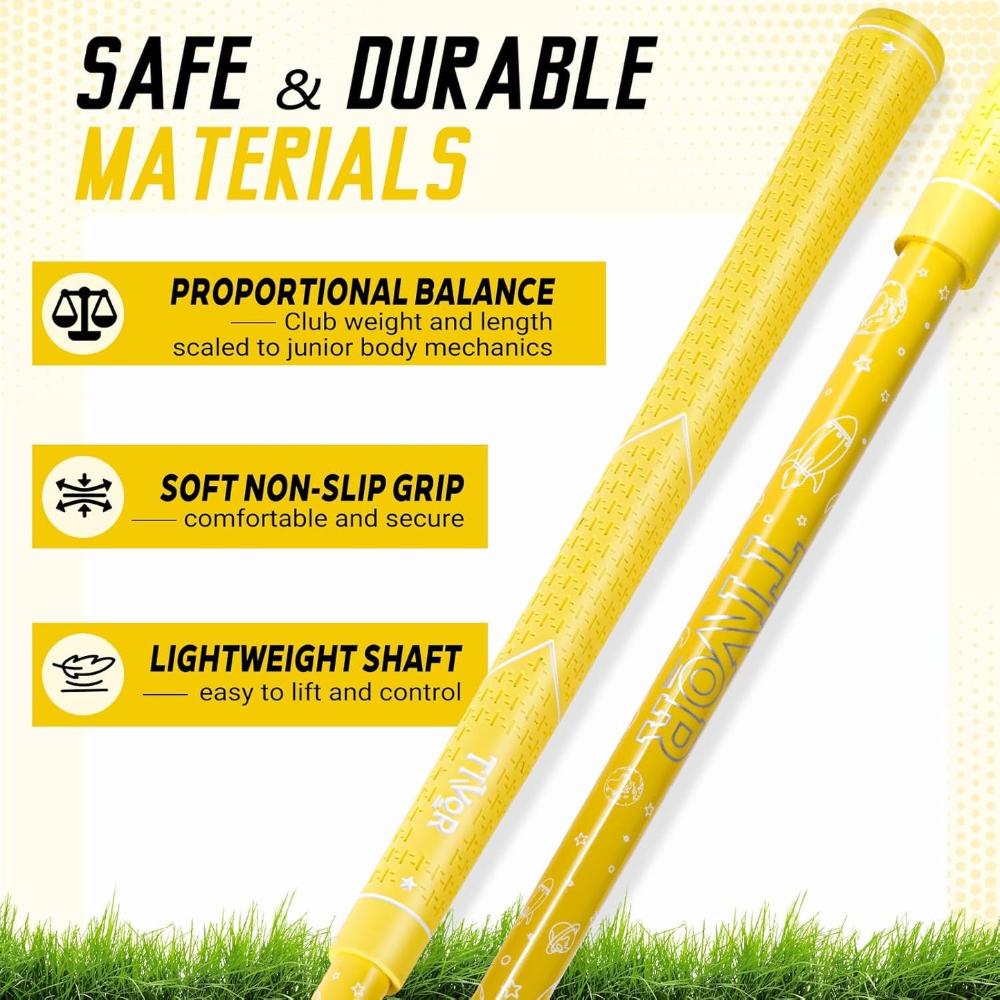 Kids Golf Clubs Set for Ages 9-12,Right Left Handed Youth Golf Clubs Set with 400cc Driver, Hybrid, 7 Iron, 9 Iron, Wedge, Putter, Stand Bag & 2 Headcovers,Junior Golf Clubs,Blue Yellow Pink