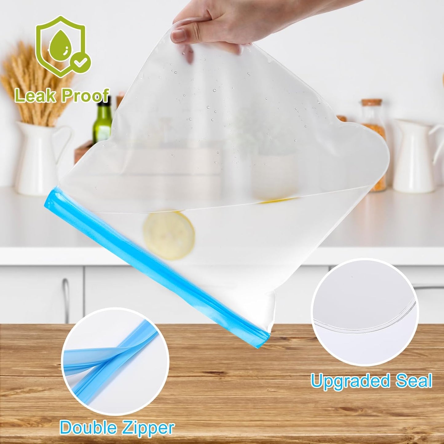 10 Pack Stand-Up Reusable Snack Bags, Dishwasher Safe Leakproof Reusable Freezer Bags, BPA Free Food Storage Bags for Snacks, Meal Prep, Home Organization (Yellow, 10Snack)
