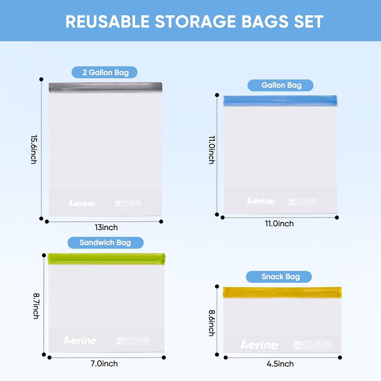 10 Pack Stand-Up Reusable Snack Bags, Dishwasher Safe Leakproof Reusable Freezer Bags, BPA Free Food Storage Bags for Snacks, Meal Prep, Home Organization (Yellow, 10Snack)