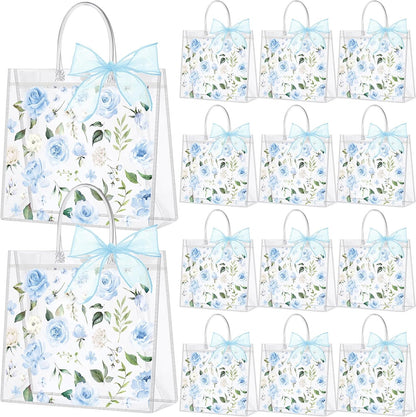24 Pcs Clear Lemon Gift Bags with Handles Bulk Summer Fruit Candy Treat Goodie Tote Bags Reusable PVC Lemon Pouches for Wedding Birthday Baby Shower Party Supplies