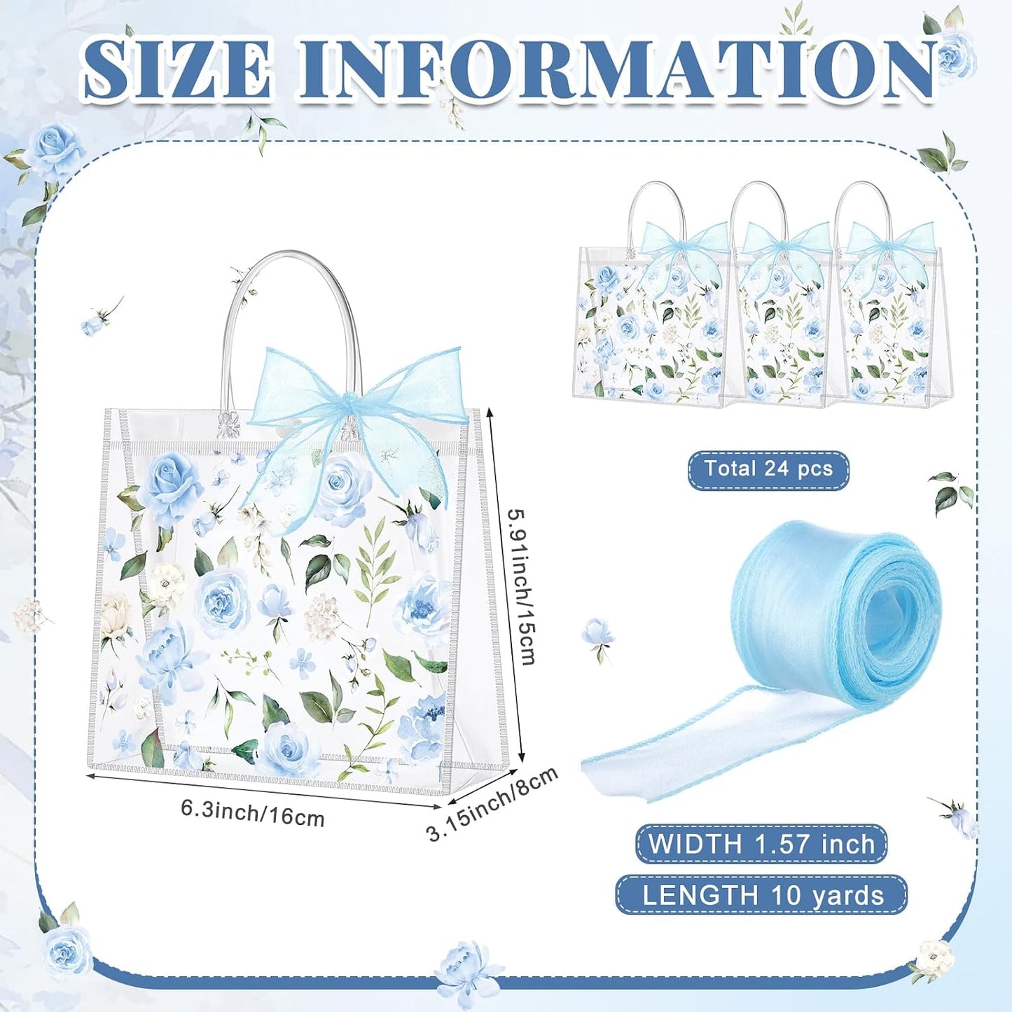 24 Pcs Clear Lemon Gift Bags with Handles Bulk Summer Fruit Candy Treat Goodie Tote Bags Reusable PVC Lemon Pouches for Wedding Birthday Baby Shower Party Supplies