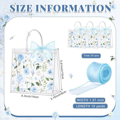 24 Pcs Clear Lemon Gift Bags with Handles Bulk Summer Fruit Candy Treat Goodie Tote Bags Reusable PVC Lemon Pouches for Wedding Birthday Baby Shower Party Supplies