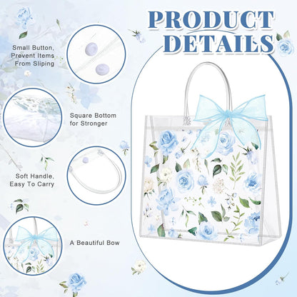 24 Pcs Clear Lemon Gift Bags with Handles Bulk Summer Fruit Candy Treat Goodie Tote Bags Reusable PVC Lemon Pouches for Wedding Birthday Baby Shower Party Supplies