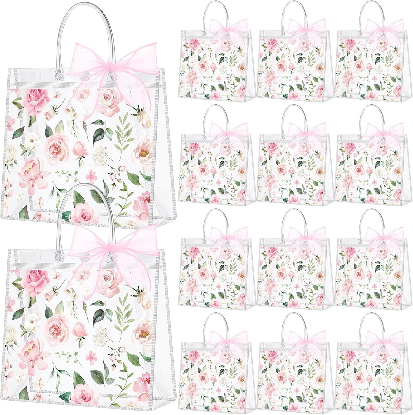 24 Pcs Clear Lemon Gift Bags with Handles Bulk Summer Fruit Candy Treat Goodie Tote Bags Reusable PVC Lemon Pouches for Wedding Birthday Baby Shower Party Supplies