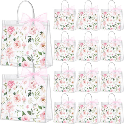 24 Pcs Clear Lemon Gift Bags with Handles Bulk Summer Fruit Candy Treat Goodie Tote Bags Reusable PVC Lemon Pouches for Wedding Birthday Baby Shower Party Supplies