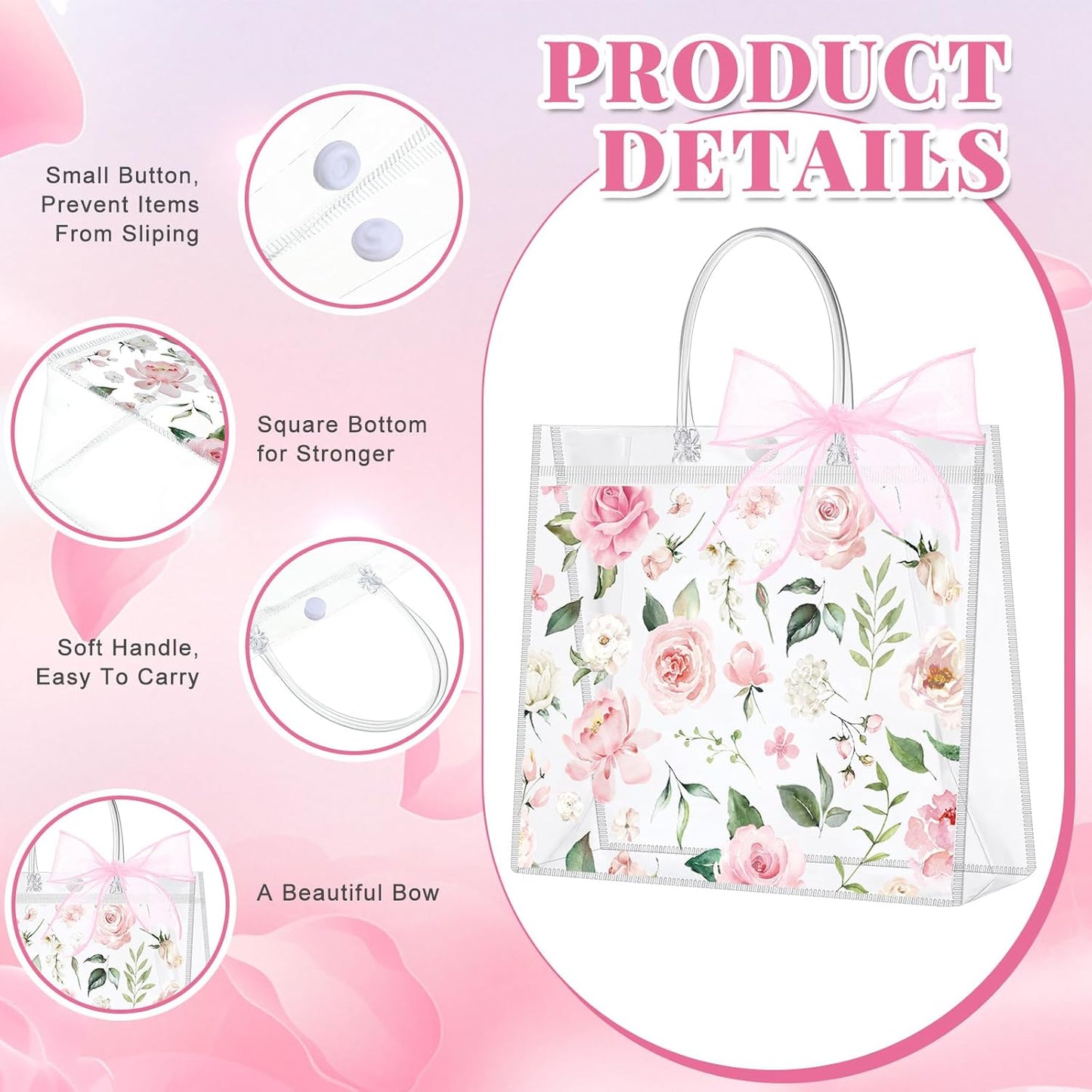 24 Pcs Clear Lemon Gift Bags with Handles Bulk Summer Fruit Candy Treat Goodie Tote Bags Reusable PVC Lemon Pouches for Wedding Birthday Baby Shower Party Supplies