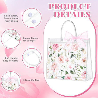 24 Pcs Clear Lemon Gift Bags with Handles Bulk Summer Fruit Candy Treat Goodie Tote Bags Reusable PVC Lemon Pouches for Wedding Birthday Baby Shower Party Supplies