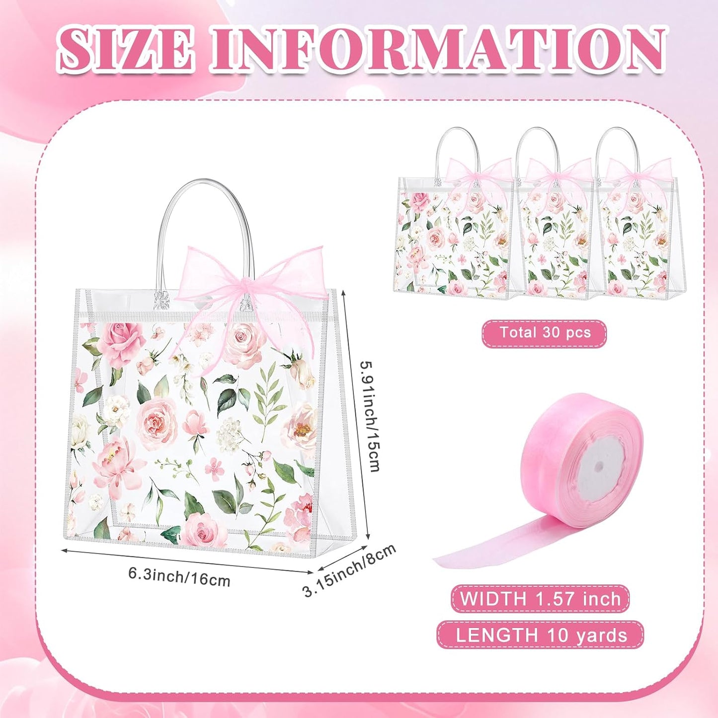 24 Pcs Clear Lemon Gift Bags with Handles Bulk Summer Fruit Candy Treat Goodie Tote Bags Reusable PVC Lemon Pouches for Wedding Birthday Baby Shower Party Supplies