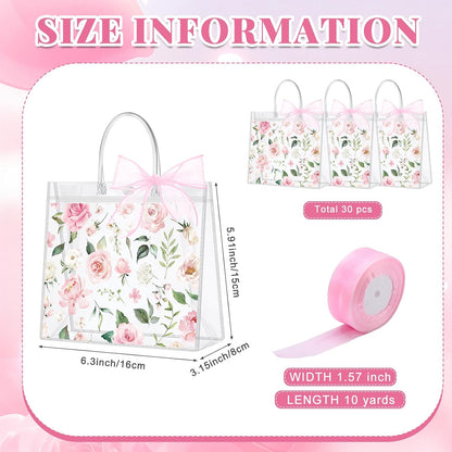 24 Pcs Clear Lemon Gift Bags with Handles Bulk Summer Fruit Candy Treat Goodie Tote Bags Reusable PVC Lemon Pouches for Wedding Birthday Baby Shower Party Supplies