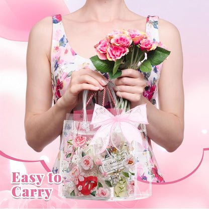 24 Pcs Clear Lemon Gift Bags with Handles Bulk Summer Fruit Candy Treat Goodie Tote Bags Reusable PVC Lemon Pouches for Wedding Birthday Baby Shower Party Supplies