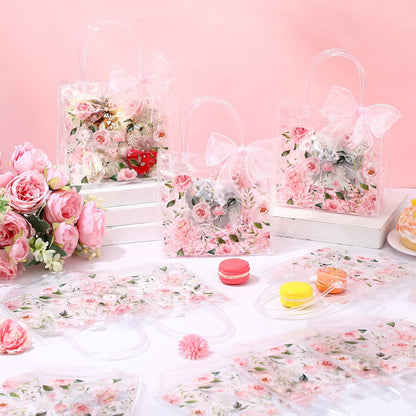 24 Pcs Clear Lemon Gift Bags with Handles Bulk Summer Fruit Candy Treat Goodie Tote Bags Reusable PVC Lemon Pouches for Wedding Birthday Baby Shower Party Supplies