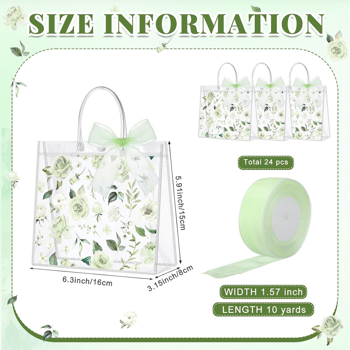 24 Pcs Clear Lemon Gift Bags with Handles Bulk Summer Fruit Candy Treat Goodie Tote Bags Reusable PVC Lemon Pouches for Wedding Birthday Baby Shower Party Supplies