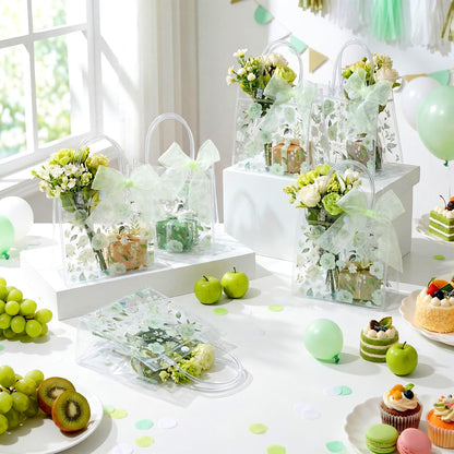 24 Pcs Clear Lemon Gift Bags with Handles Bulk Summer Fruit Candy Treat Goodie Tote Bags Reusable PVC Lemon Pouches for Wedding Birthday Baby Shower Party Supplies