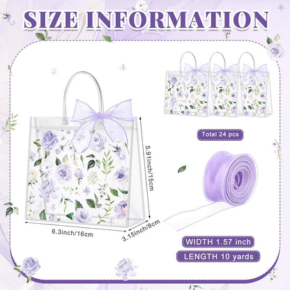 24 Pcs Clear Lemon Gift Bags with Handles Bulk Summer Fruit Candy Treat Goodie Tote Bags Reusable PVC Lemon Pouches for Wedding Birthday Baby Shower Party Supplies