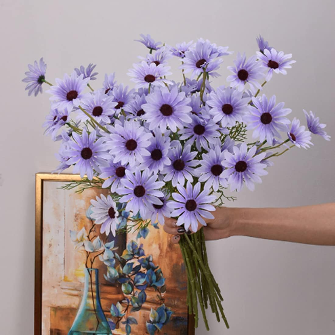 10 Bundles Yellow Artificial Daisy Flowers, 20" | UV Resistant, Outdoor, Stems & Faux Greenery, Home Garden Vase Table Decor