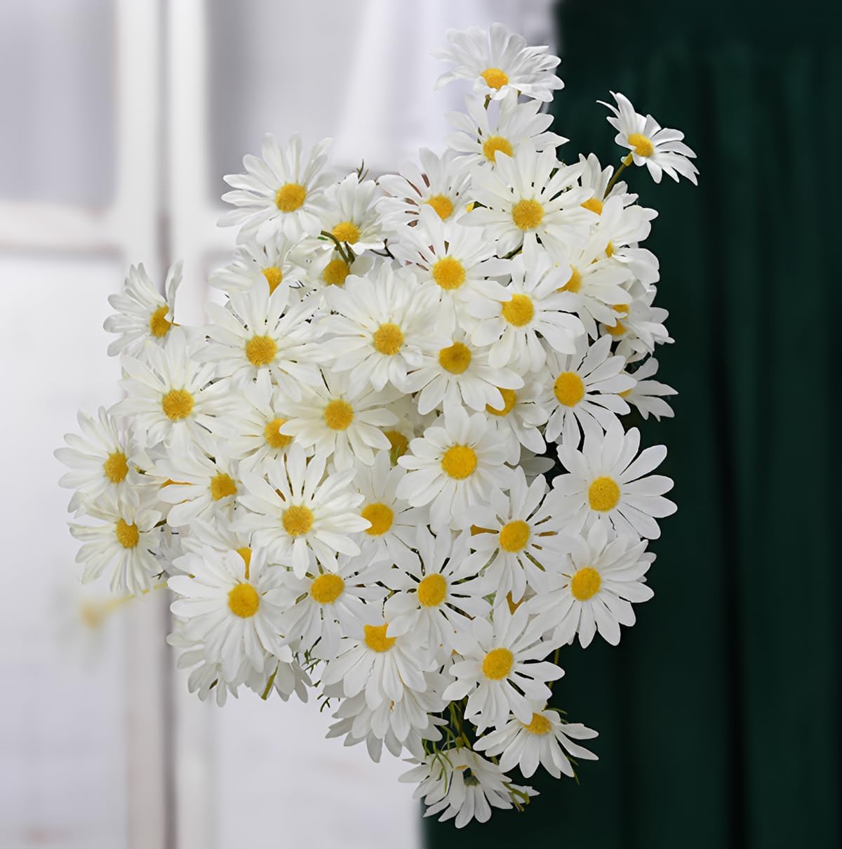 10 Bundles Yellow Artificial Daisy Flowers, 20" | UV Resistant, Outdoor, Stems & Faux Greenery, Home Garden Vase Table Decor