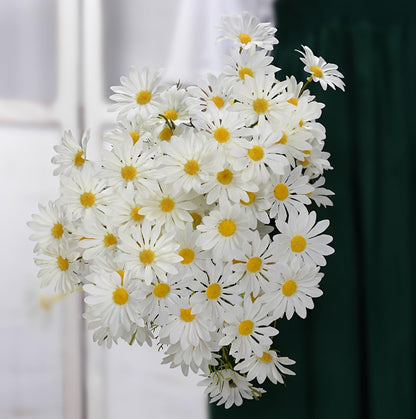 10 Bundles Yellow Artificial Daisy Flowers, 20" | UV Resistant, Outdoor, Stems & Faux Greenery, Home Garden Vase Table Decor