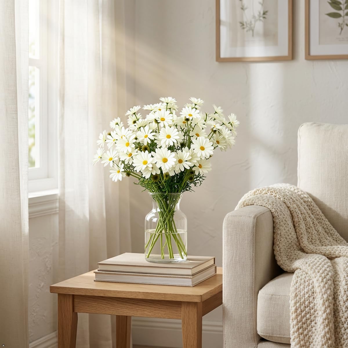 10 Bundles Yellow Artificial Daisy Flowers, 20" | UV Resistant, Outdoor, Stems & Faux Greenery, Home Garden Vase Table Decor