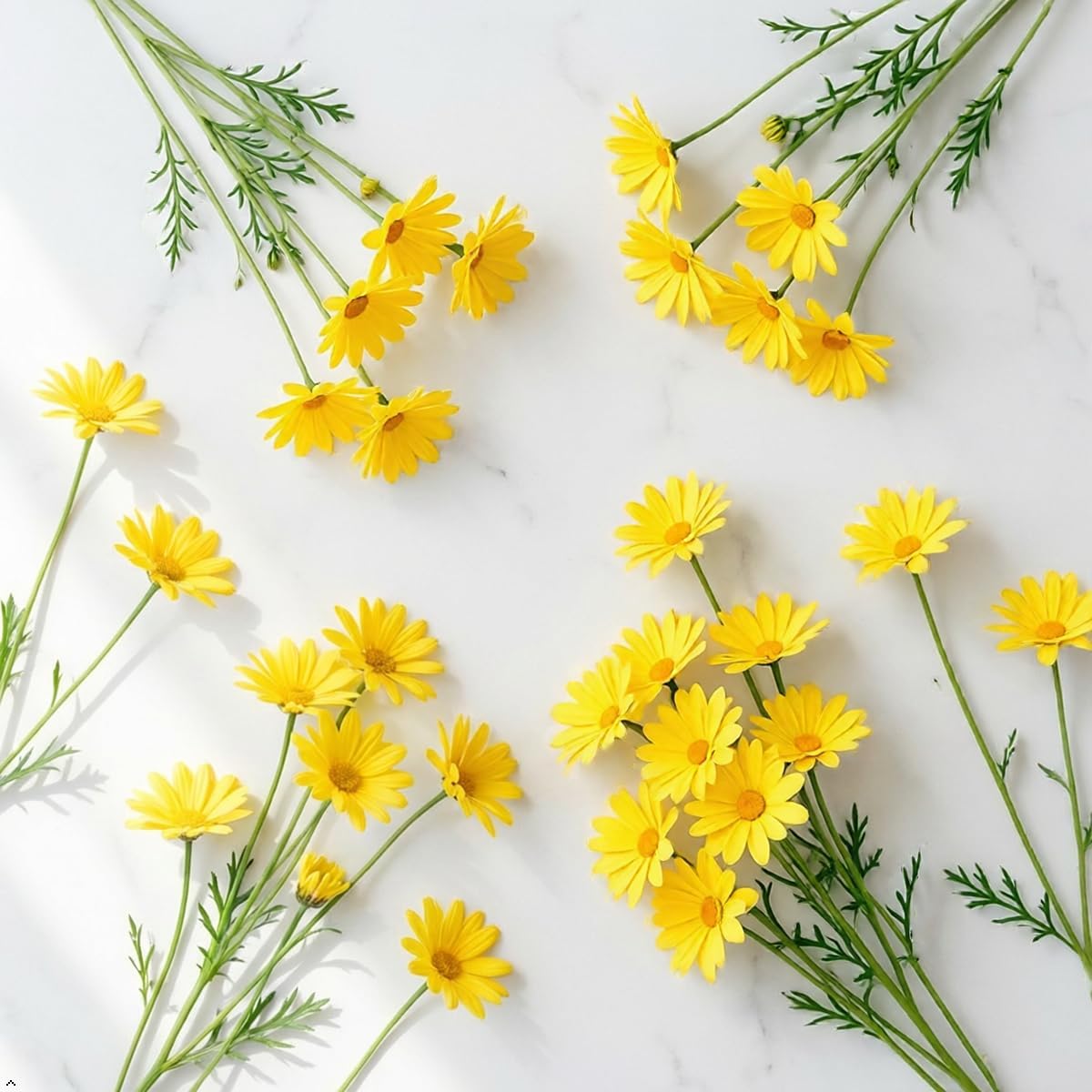 10 Bundles Yellow Artificial Daisy Flowers, 20" | UV Resistant, Outdoor, Stems & Faux Greenery, Home Garden Vase Table Decor