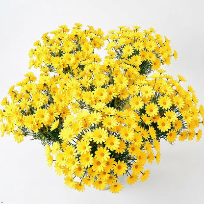 10 Bundles Yellow Artificial Daisy Flowers, 20" | UV Resistant, Outdoor, Stems & Faux Greenery, Home Garden Vase Table Decor
