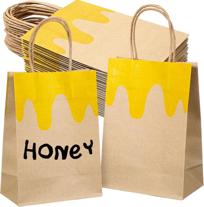 40 Pcs Honey Bee Gift Bag Honey Paper Bags for Party Favor Bee Theme Goodie Contain with Handle for Birthday Party Decorations What Will It Be Gender Reveal Supplies