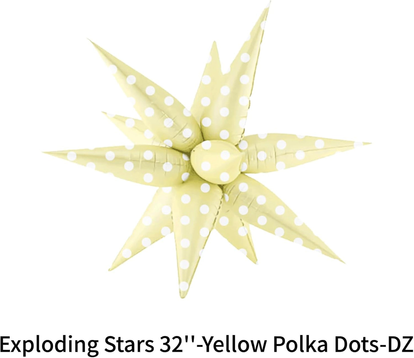 Light Pastel Yellow and White Polka Dot Spike Burst/Explosion Star Foil Balloons Spring Bee Flower Lemon Theme Decor What Will Baby Bee Gender Reveal Baby Shower Birthday Party Decorations Supplies