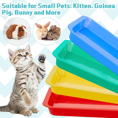 for you 8 Pcs Kitten Litter Box 11 x 8.5 X1.2 Inch Plastic Portable Small Litter Pan Low Entry Waterproof Bunny Cat Shallow Tray Travel Toilet for Kitty Guinea Pig Rabbit Small Pet(Multicolor)