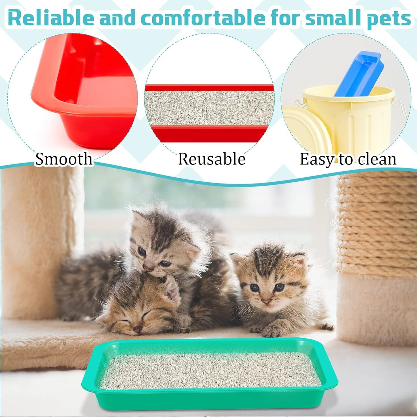 for you 8 Pcs Kitten Litter Box 11 x 8.5 X1.2 Inch Plastic Portable Small Litter Pan Low Entry Waterproof Bunny Cat Shallow Tray Travel Toilet for Kitty Guinea Pig Rabbit Small Pet(Multicolor)