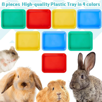 for you 8 Pcs Kitten Litter Box 11 x 8.5 X1.2 Inch Plastic Portable Small Litter Pan Low Entry Waterproof Bunny Cat Shallow Tray Travel Toilet for Kitty Guinea Pig Rabbit Small Pet(Multicolor)