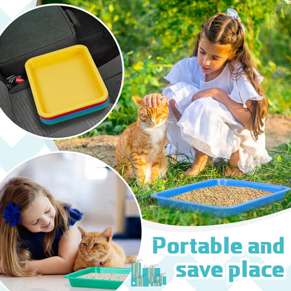 for you 8 Pcs Kitten Litter Box 11 x 8.5 X1.2 Inch Plastic Portable Small Litter Pan Low Entry Waterproof Bunny Cat Shallow Tray Travel Toilet for Kitty Guinea Pig Rabbit Small Pet(Multicolor)