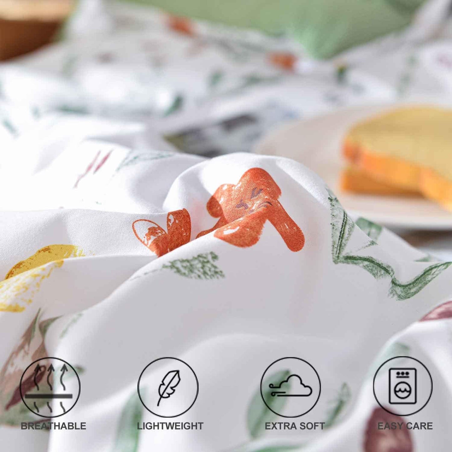 Floral Duvet Cover Twin Size - Yellow Flowers And Green Leaf Spring Botanical Printed Microfiber Comforter Cover Set - 2 Piece 68x90 Soft and Lightweight Quilt Cover, Farmhouse Style for Women men