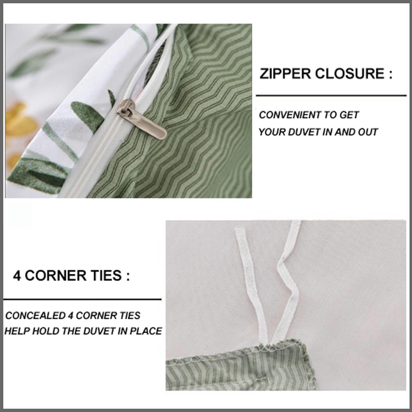 Floral Duvet Cover Twin Size - Yellow Flowers And Green Leaf Spring Botanical Printed Microfiber Comforter Cover Set - 2 Piece 68x90 Soft and Lightweight Quilt Cover, Farmhouse Style for Women men