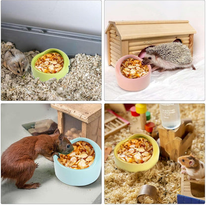 4 Pack Ceramic Hamster Food Bowl, Splash-Proof, Tip-Proof, Chew-Resistant, Easy to Clean Small Animal Bowl for Hamster/Guinea Pig/Chinchilla/Hedgehog, 1 Pink + 1 Blue + 1 Green + 1 Yellow