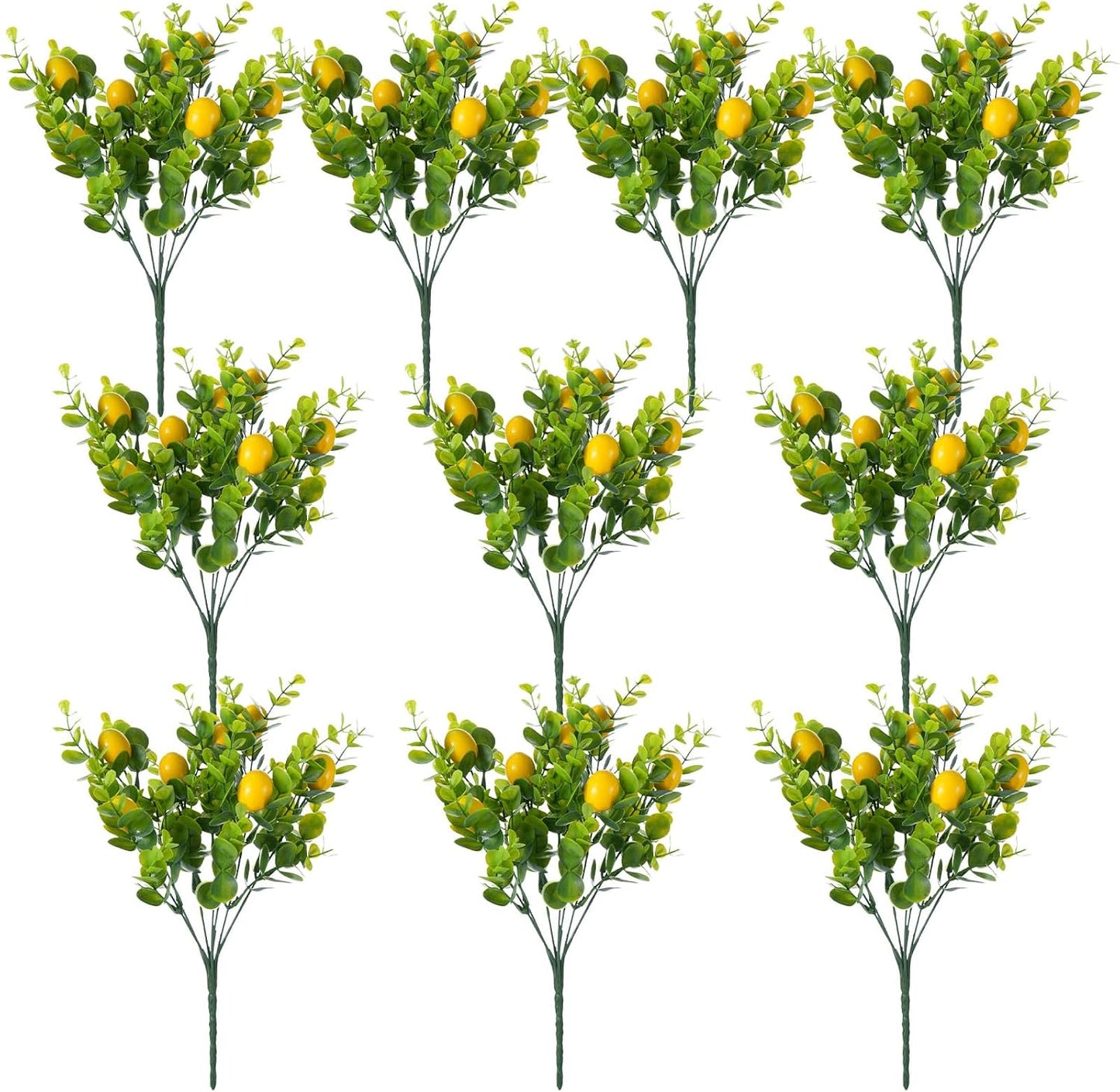 10 Pcs Artificial Lemon Branches Artificial Fruit Vivid Yellow Faux Lemons Picks Tables Centerpiece for Farmhouse Kitchen Decor Stem Farmhouse Indoor Outdoor Table Wedding Decor