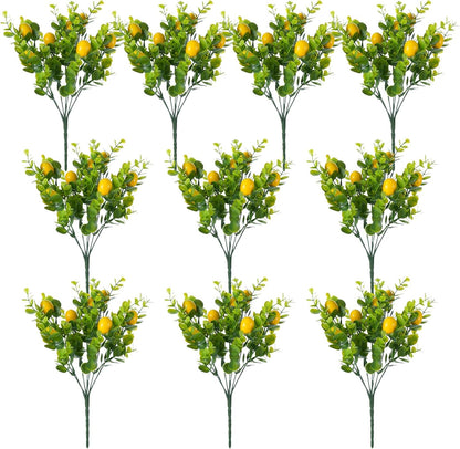 10 Pcs Artificial Lemon Branches Artificial Fruit Vivid Yellow Faux Lemons Picks Tables Centerpiece for Farmhouse Kitchen Decor Stem Farmhouse Indoor Outdoor Table Wedding Decor