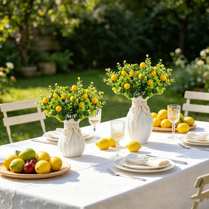 10 Pcs Artificial Lemon Branches Artificial Fruit Vivid Yellow Faux Lemons Picks Tables Centerpiece for Farmhouse Kitchen Decor Stem Farmhouse Indoor Outdoor Table Wedding Decor
