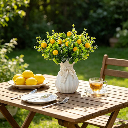 10 Pcs Artificial Lemon Branches Artificial Fruit Vivid Yellow Faux Lemons Picks Tables Centerpiece for Farmhouse Kitchen Decor Stem Farmhouse Indoor Outdoor Table Wedding Decor