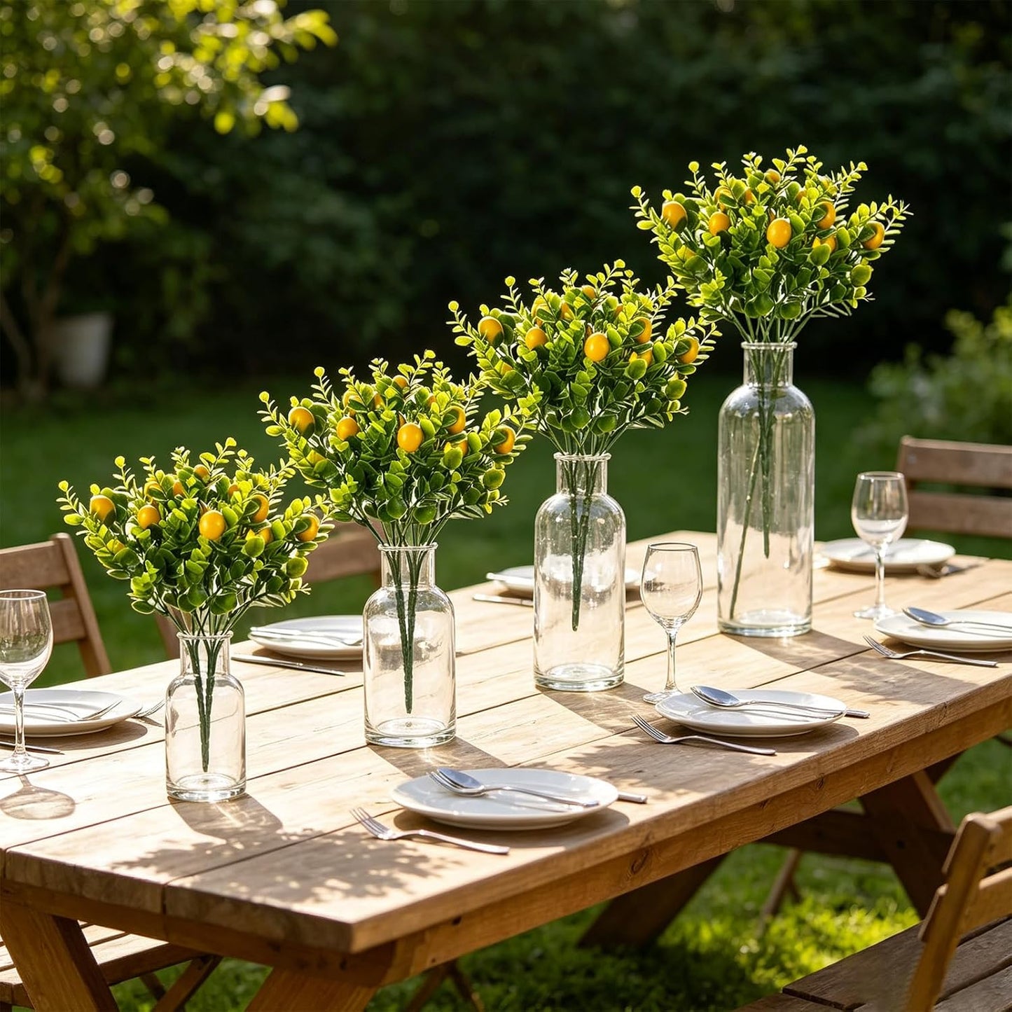 10 Pcs Artificial Lemon Branches Artificial Fruit Vivid Yellow Faux Lemons Picks Tables Centerpiece for Farmhouse Kitchen Decor Stem Farmhouse Indoor Outdoor Table Wedding Decor