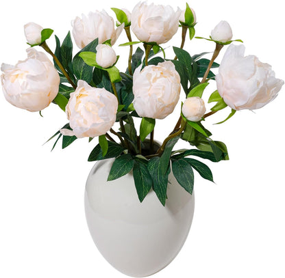 6PCS Yellow Peonies Artificial Flowers, Realistic 2 Heads Silk Peonies with Stems & Buds, 17.51" Faux Peony Bouquets for Wedding Centerpieces DIY Home Table Vase Decor